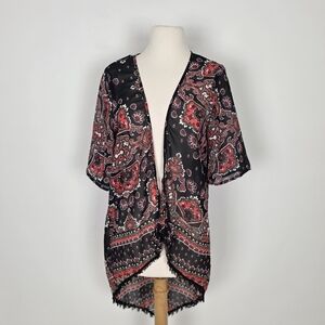 Live 4 Truth Black and Red Paisley Kimono